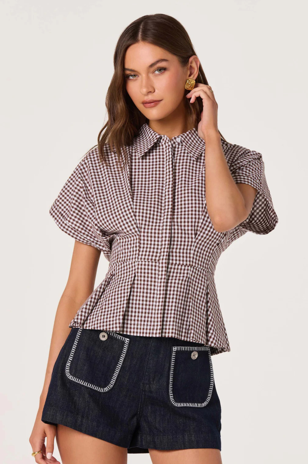 Beck Pleated Button-Front Top
