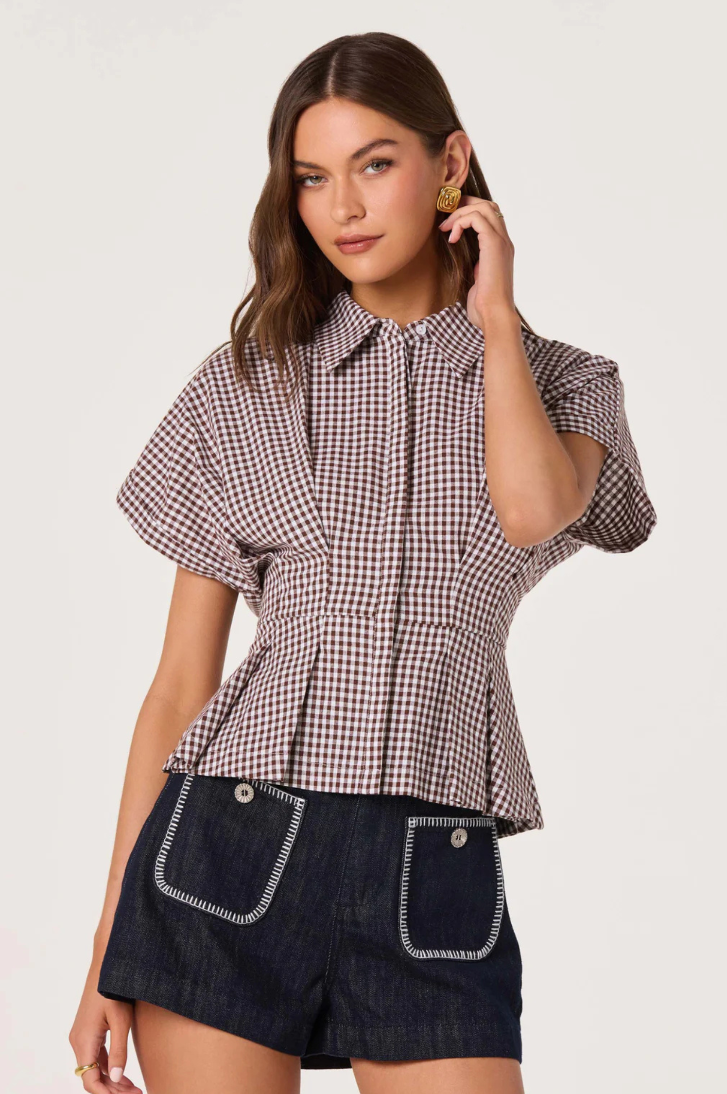 Beck Pleated Button-Front Top
