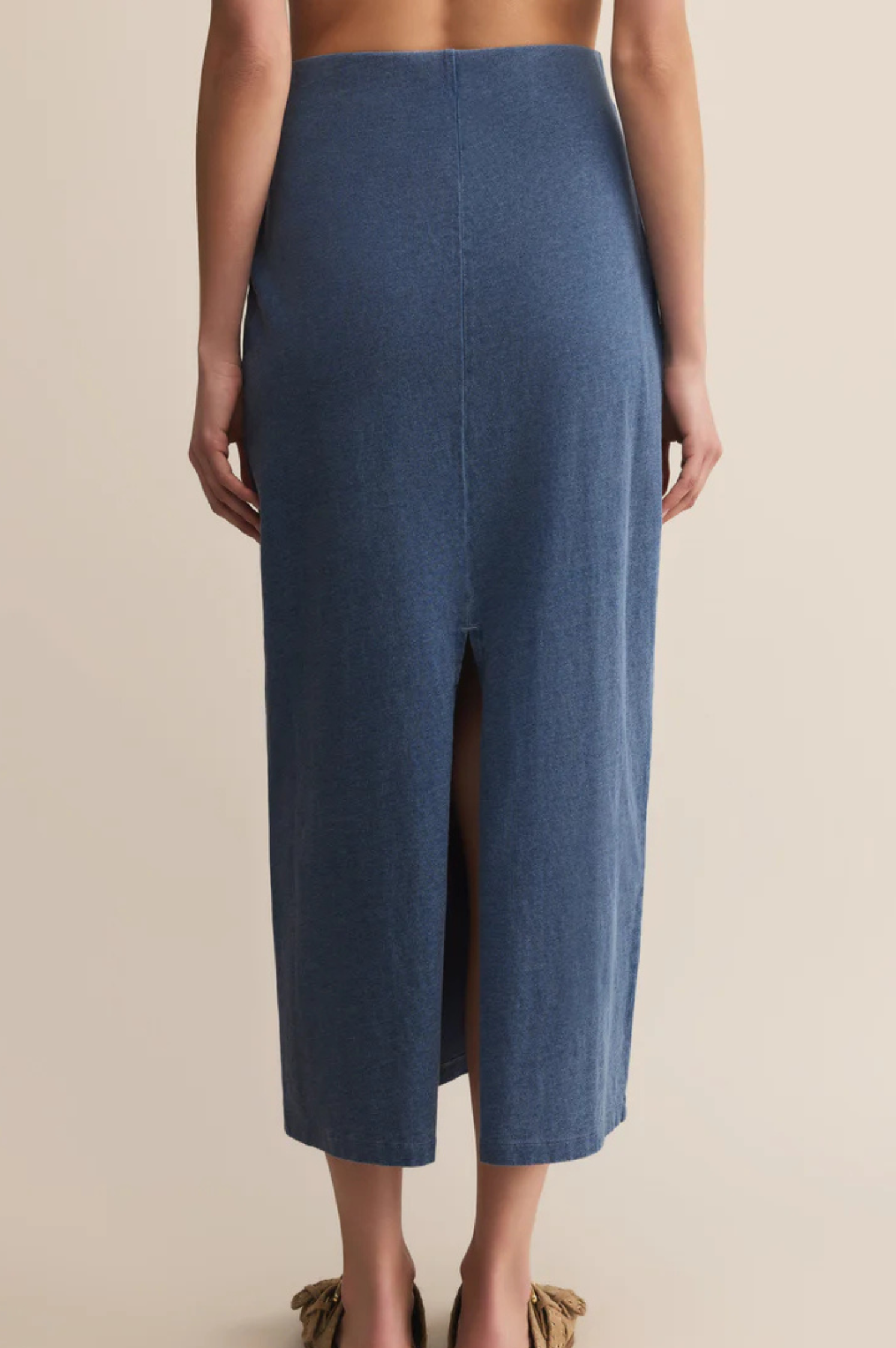 Gail Jersey Denim Midi Skirt