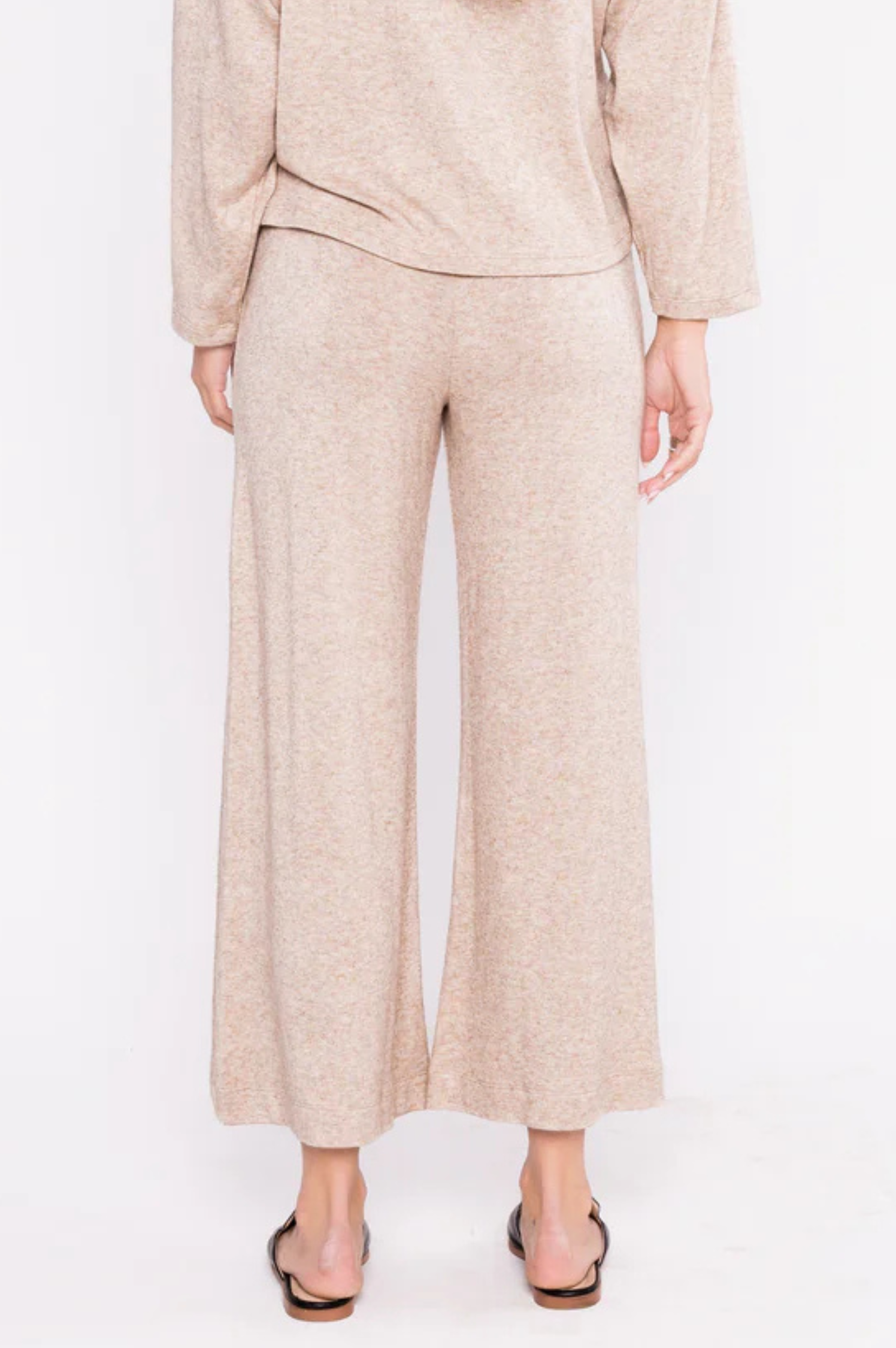 Sweater Knit Cropped Wide Leg Pant