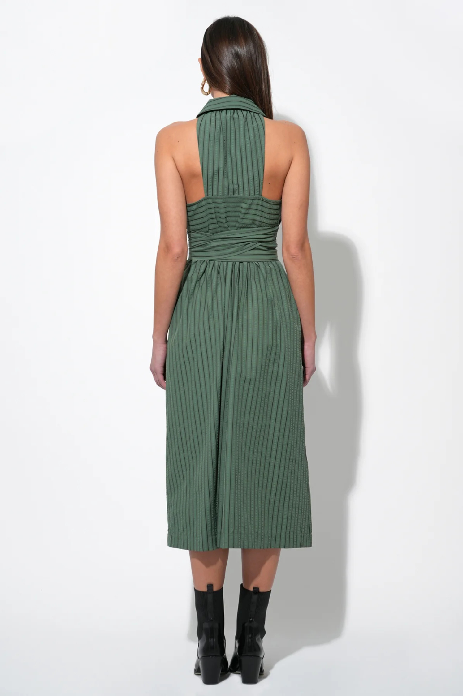 Rosa Flutter Halter Collared Dress