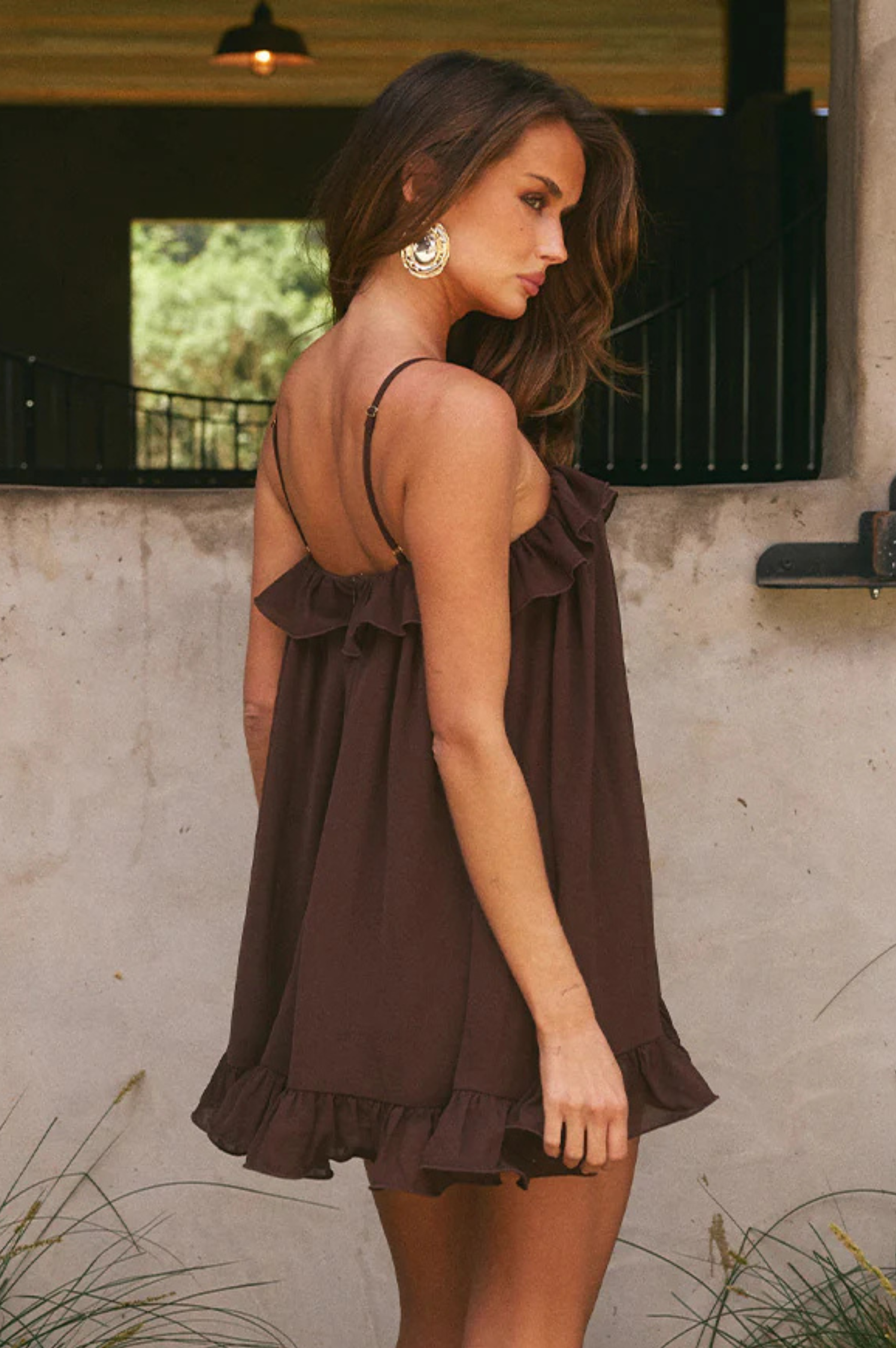 Kristia Flounce Ruffle Mini Dress