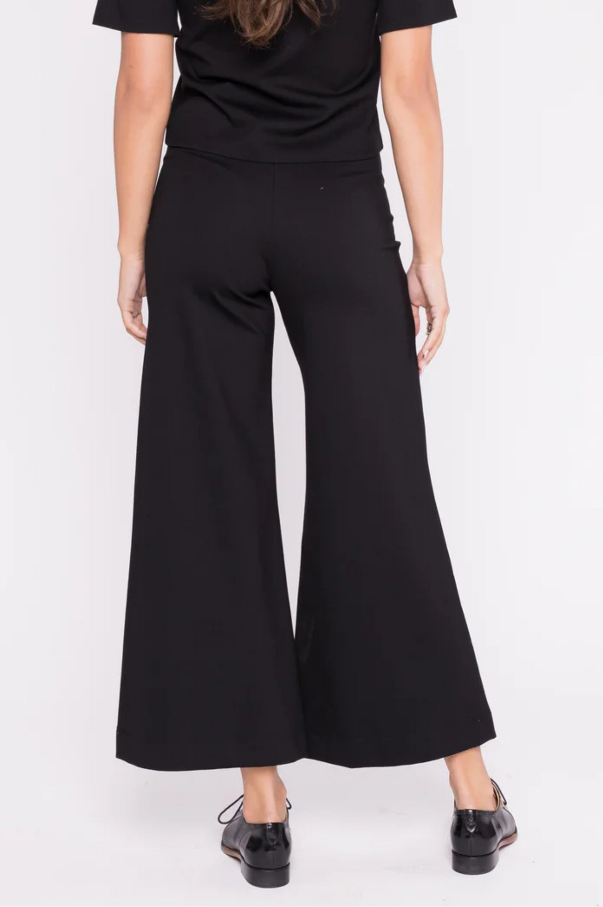 Ponte Knit Wide Leg Pant Cropped