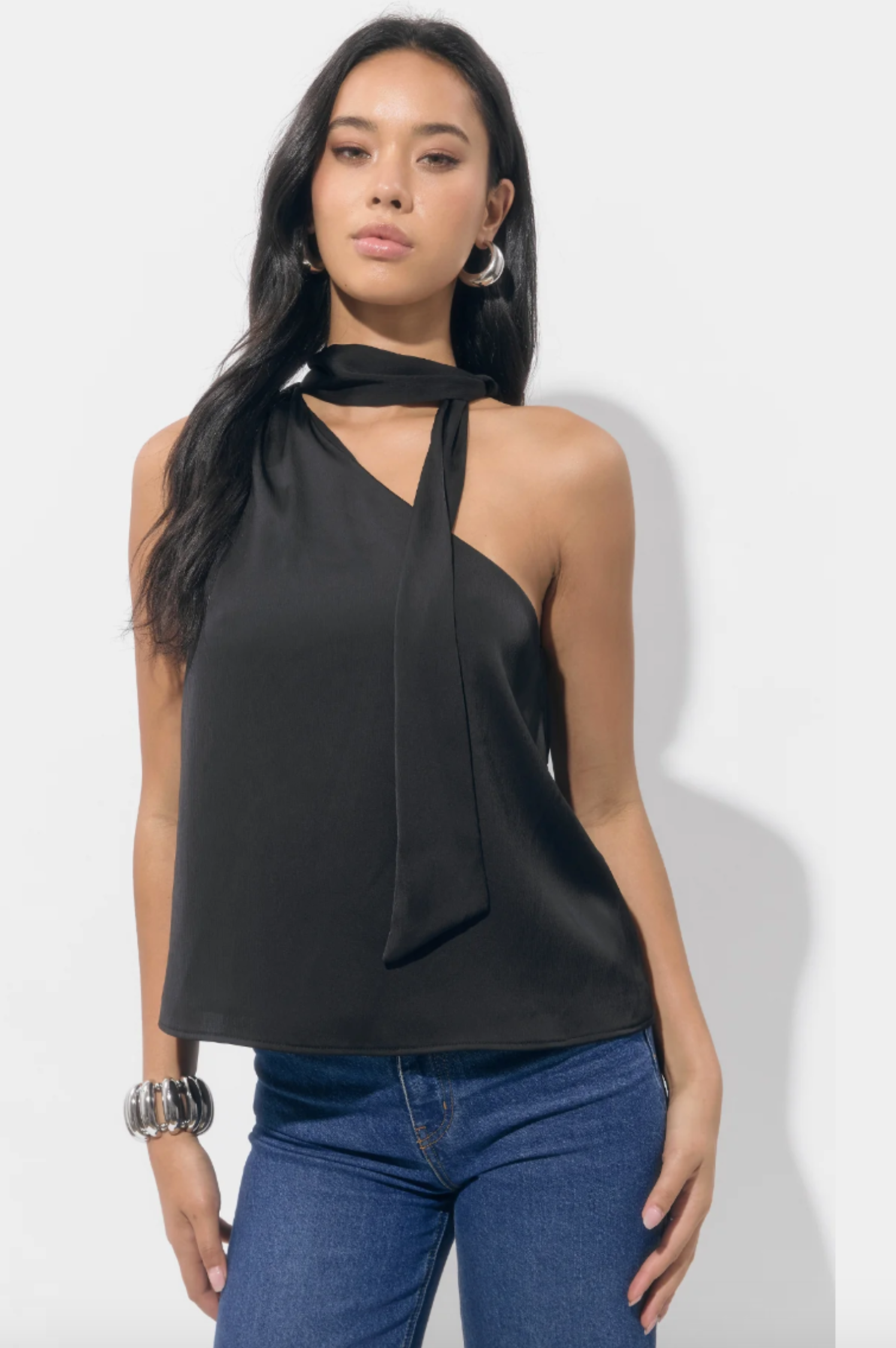 Lisette Scarf One Shoulder Top