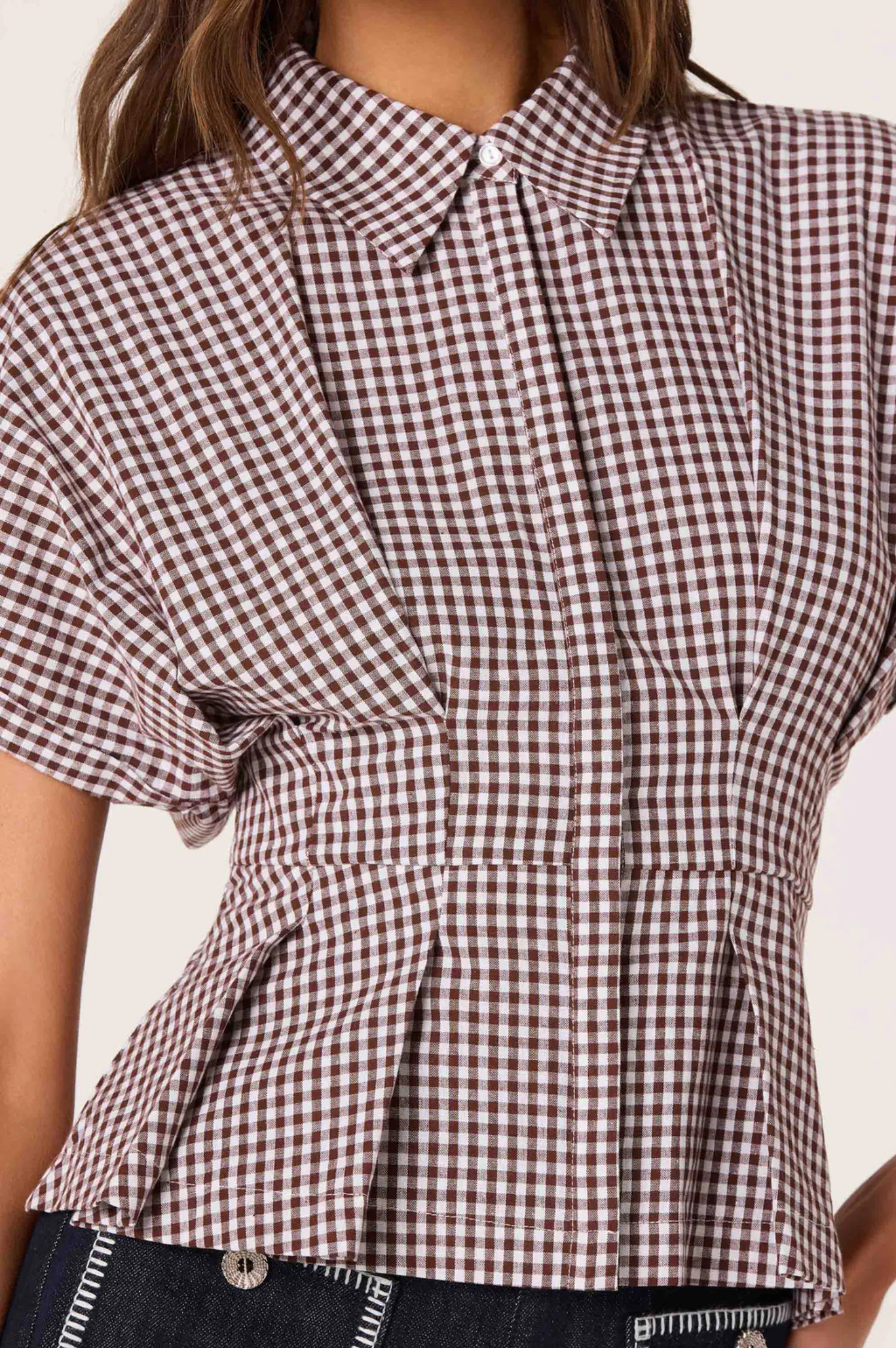 Beck Pleated Button-Front Top