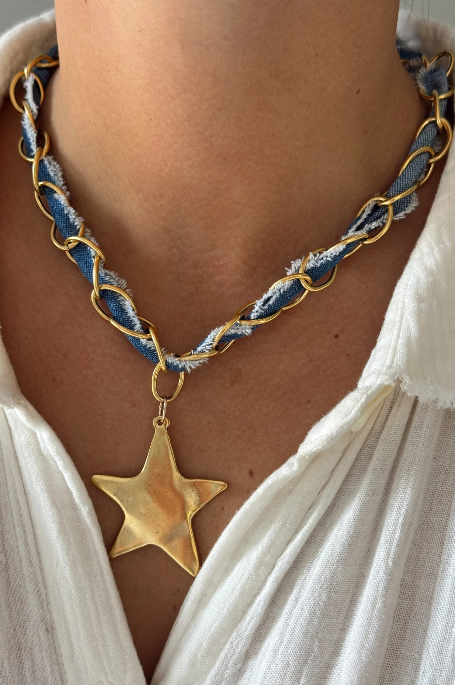 Denim Star Necklace