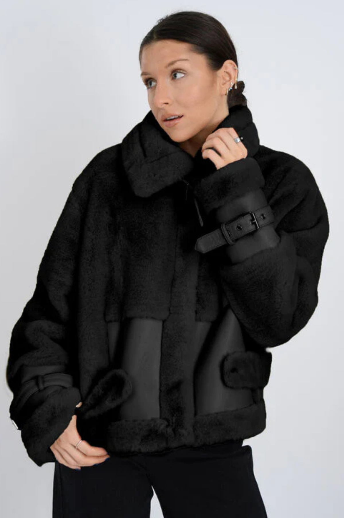 Luann Mink Faux Fur Leather Jacket