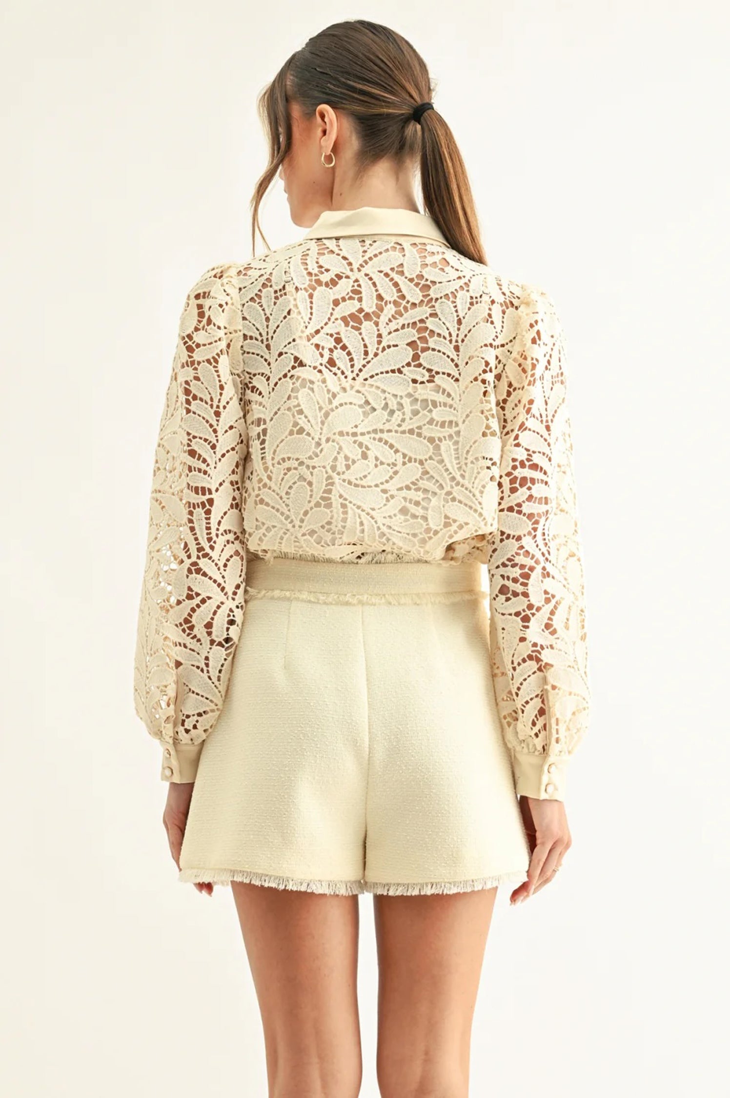 Diora Contrast Detail Lace Shirt