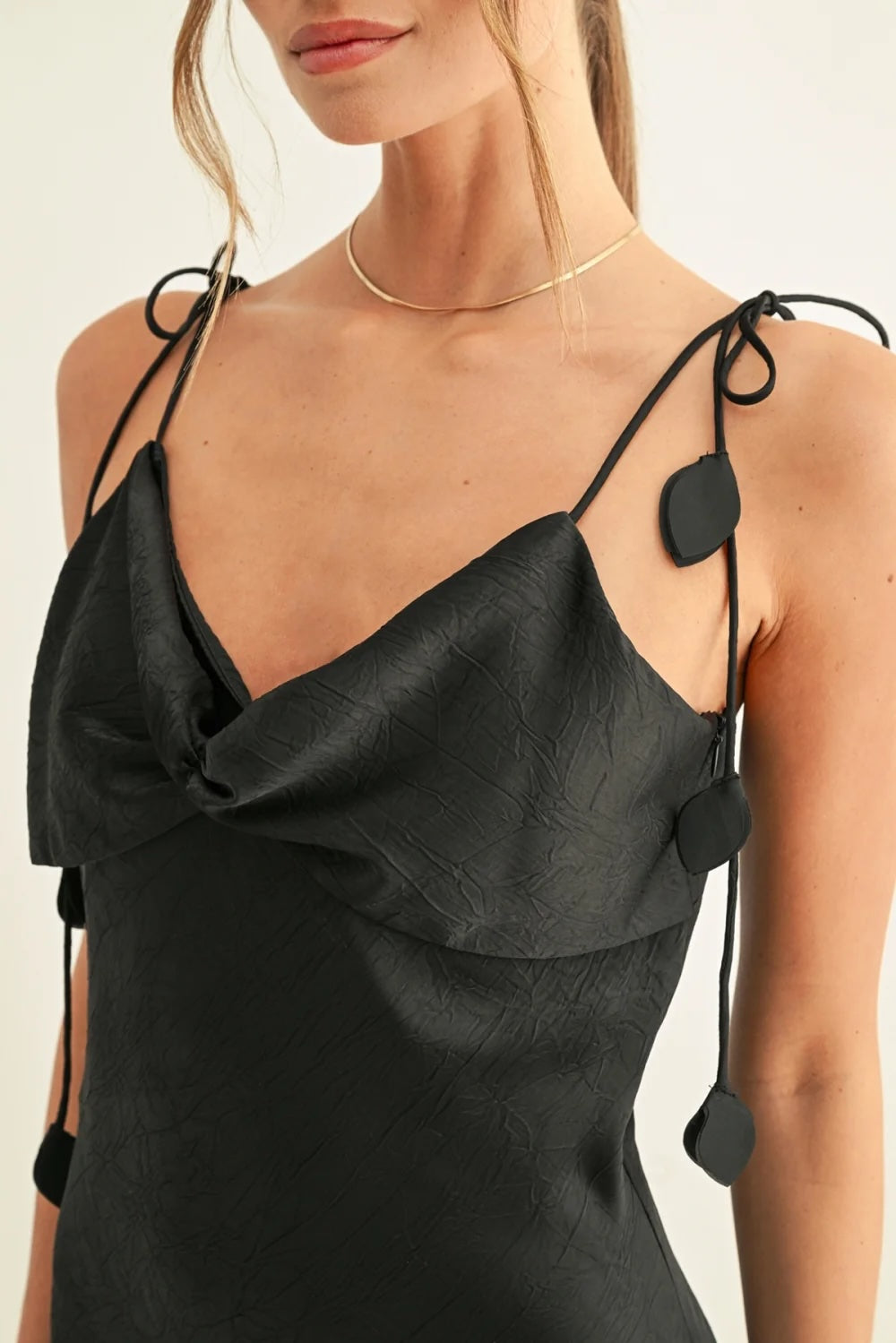 EMMY TWISTED CHEST BIAS MIDI SLIP DRESS