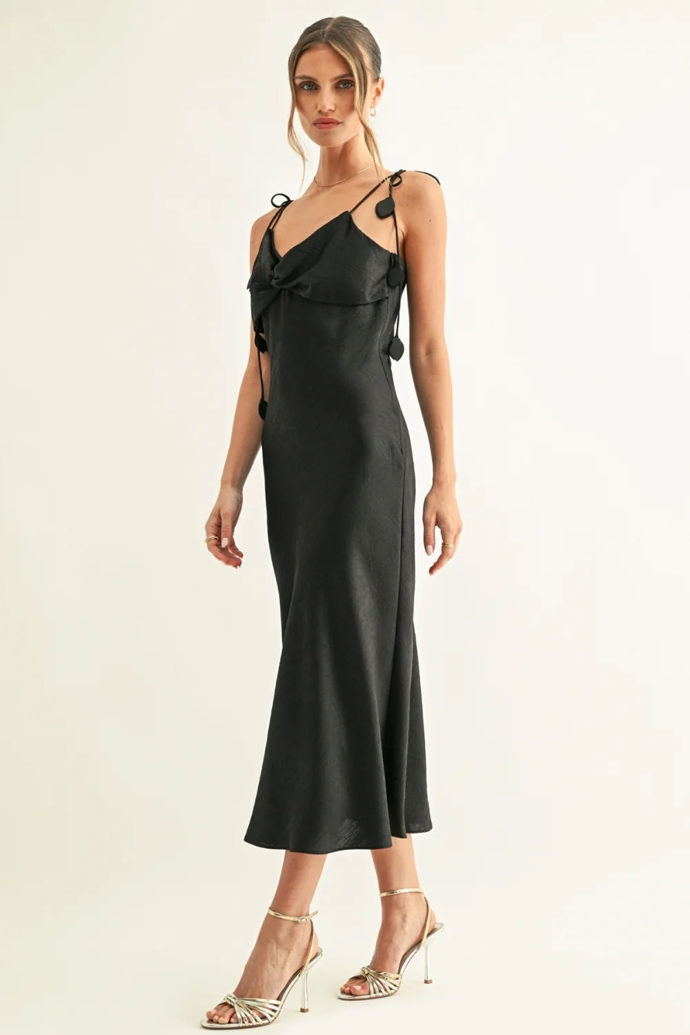 EMMY TWISTED CHEST BIAS MIDI SLIP DRESS