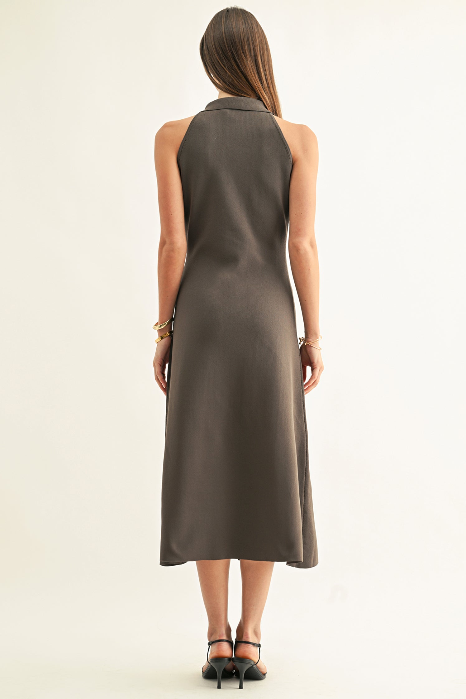 Lily Halter Shirt Midi Knit Dress