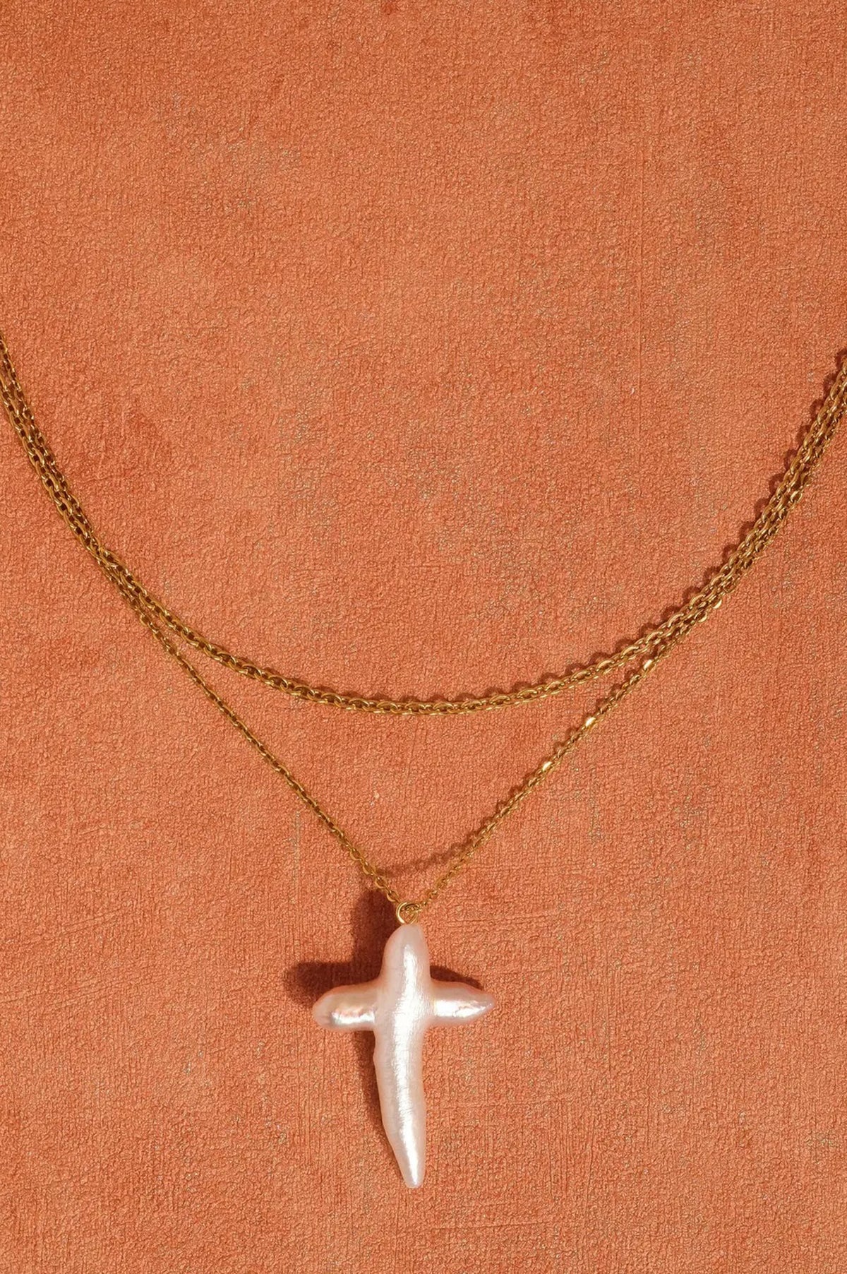 Aurise Freshwater Pearl Cross Necklace