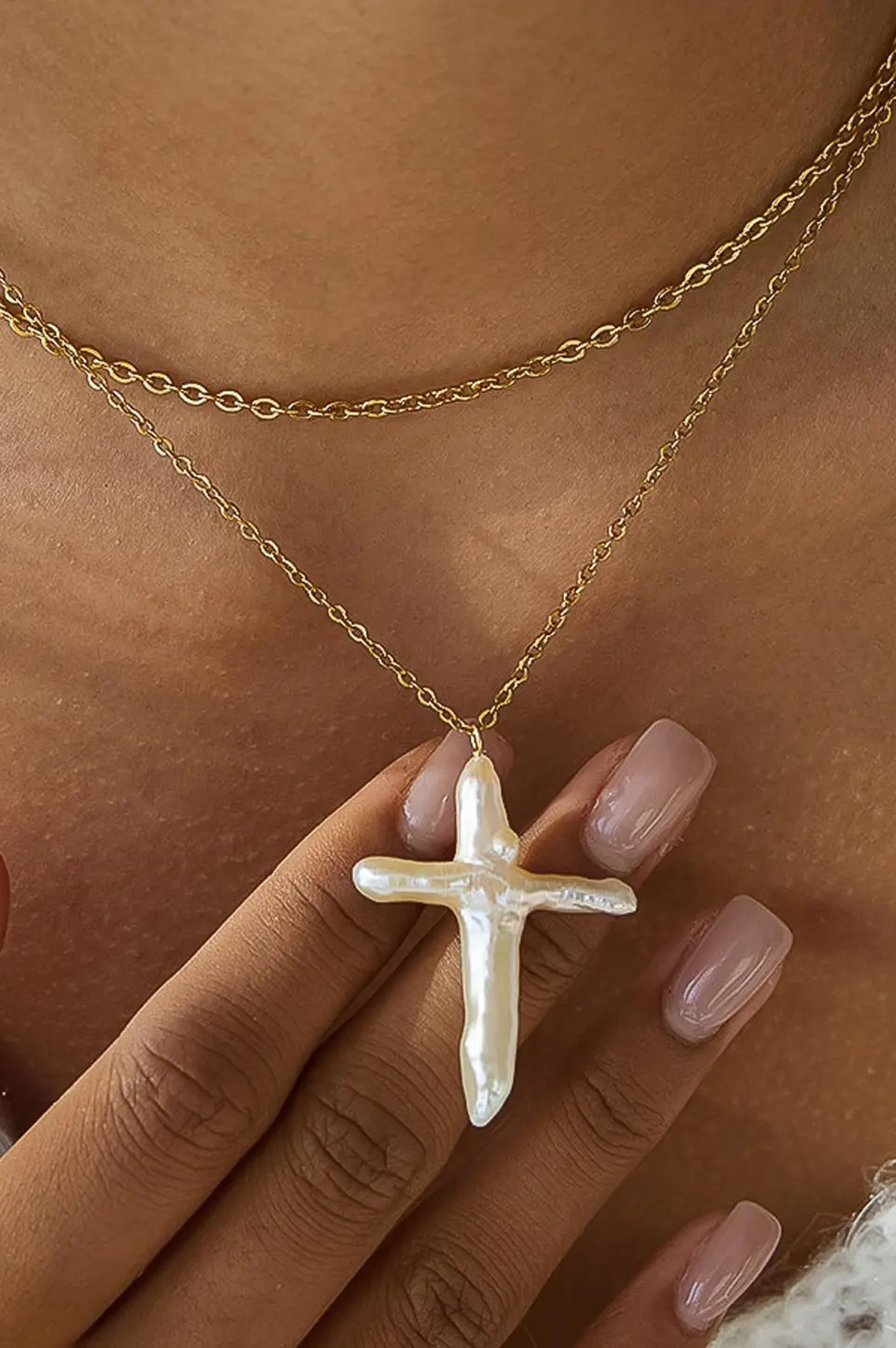 Aurise Freshwater Pearl Cross Necklace