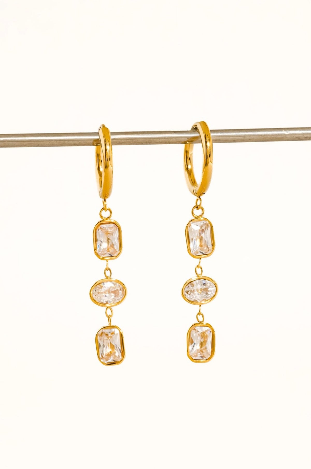 SUNNIVA CZ TRIPLE DROP EARRINGS