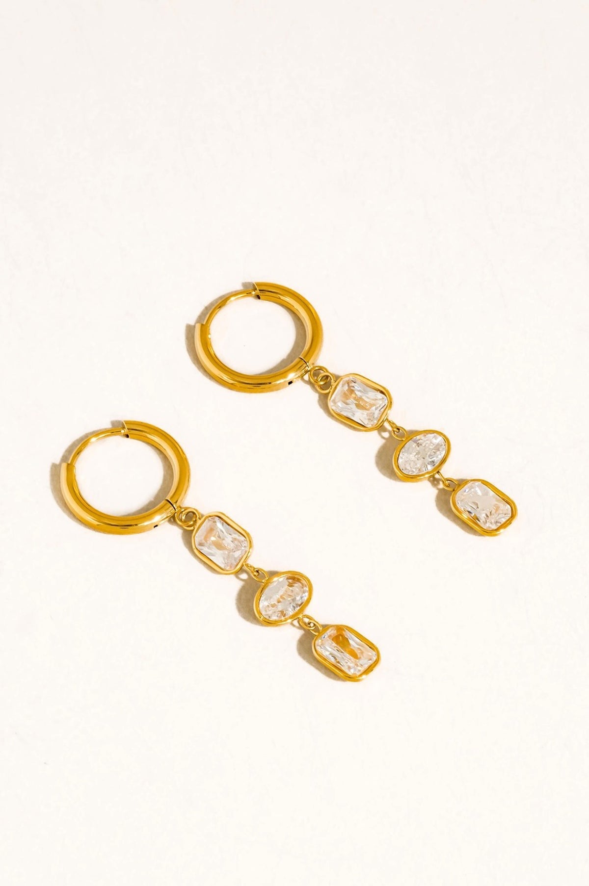 SUNNIVA CZ TRIPLE DROP EARRINGS