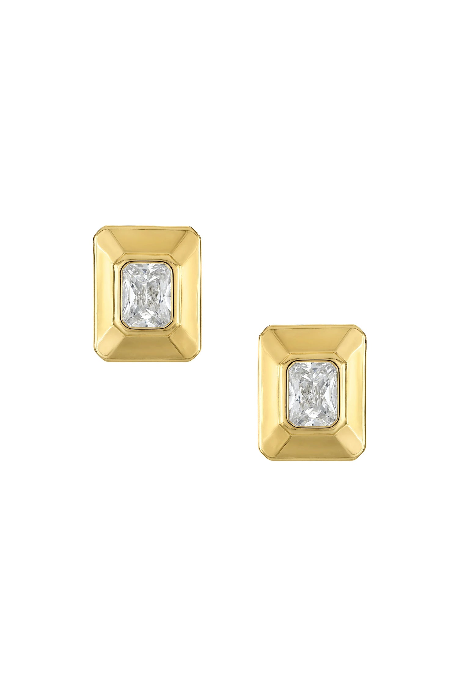 CAMILLE BEZEL BAGUETTE STUD EARRINGS
