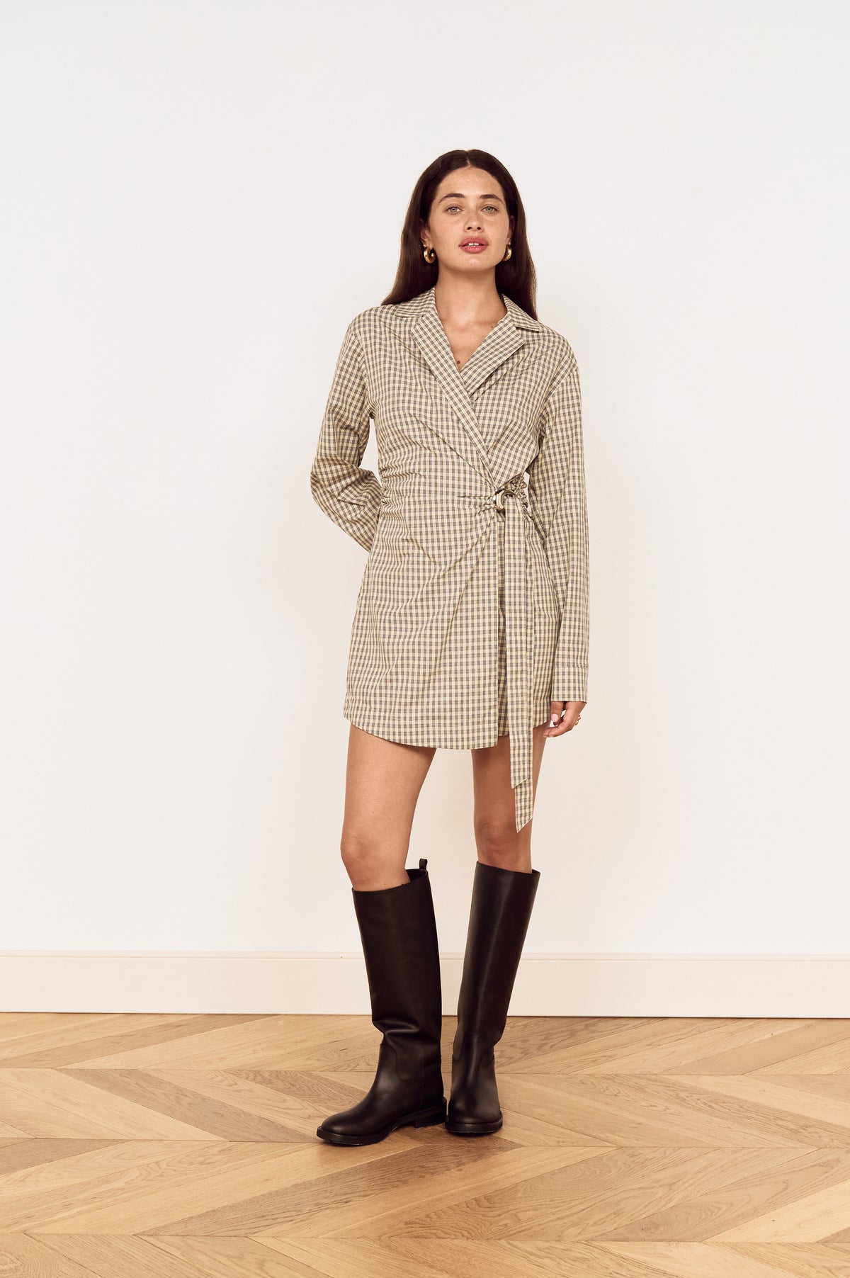 MILA WRAP MINI SHIRTDRESS