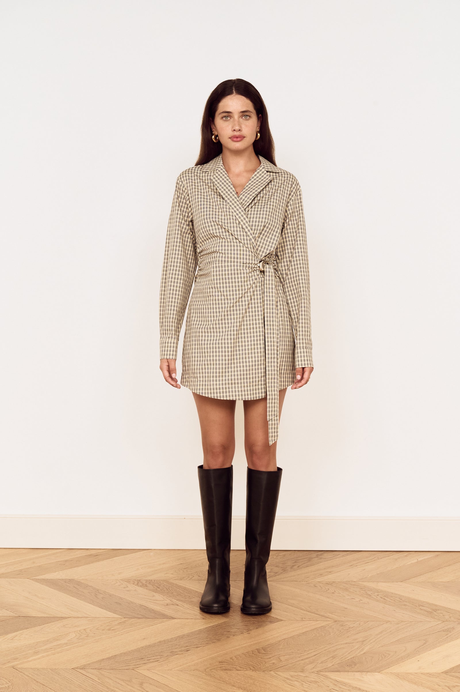 MILA WRAP MINI SHIRTDRESS