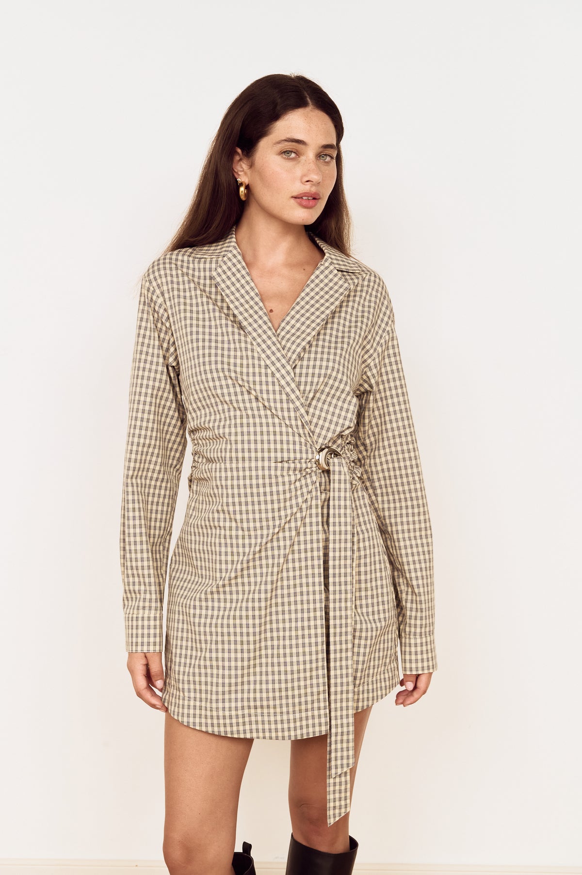 MILA WRAP MINI SHIRTDRESS