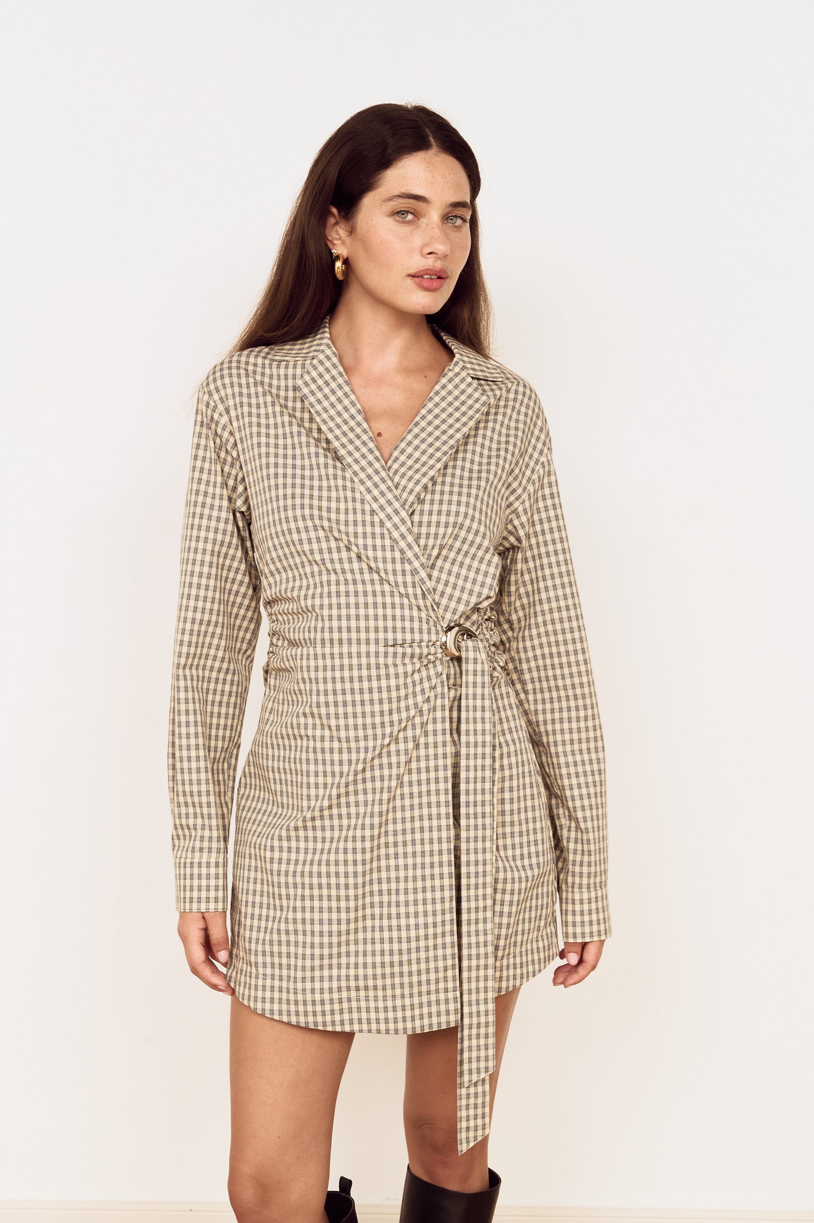 MILA WRAP MINI SHIRTDRESS