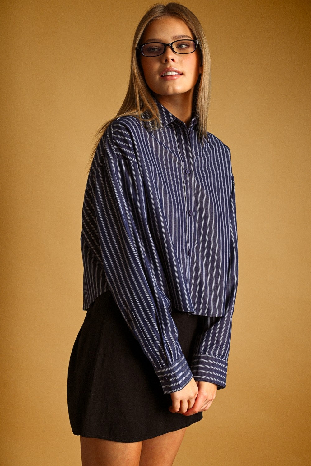 Frankie Striped Button Crop Shirt