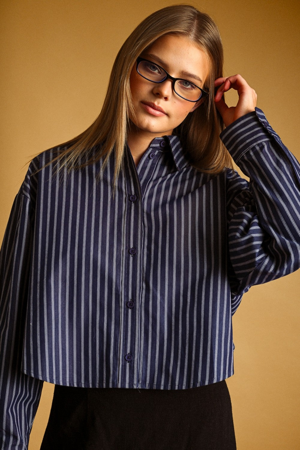Frankie Striped Button Crop Shirt