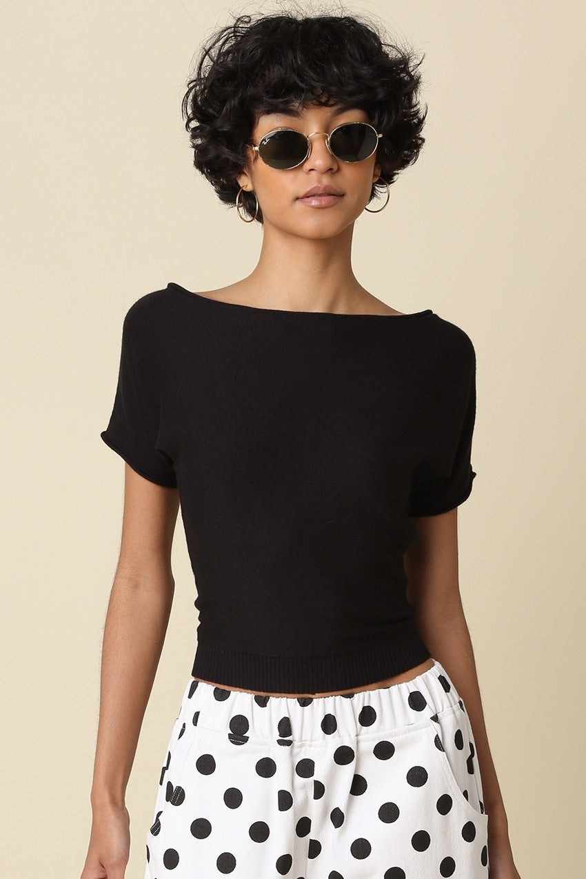 Angela Boat Neck Cinched Tee