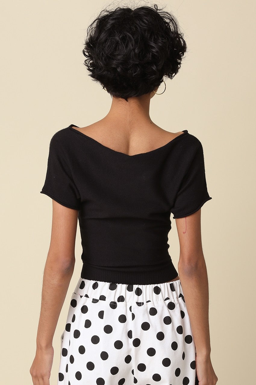 Angela Boat Neck Cinched Tee