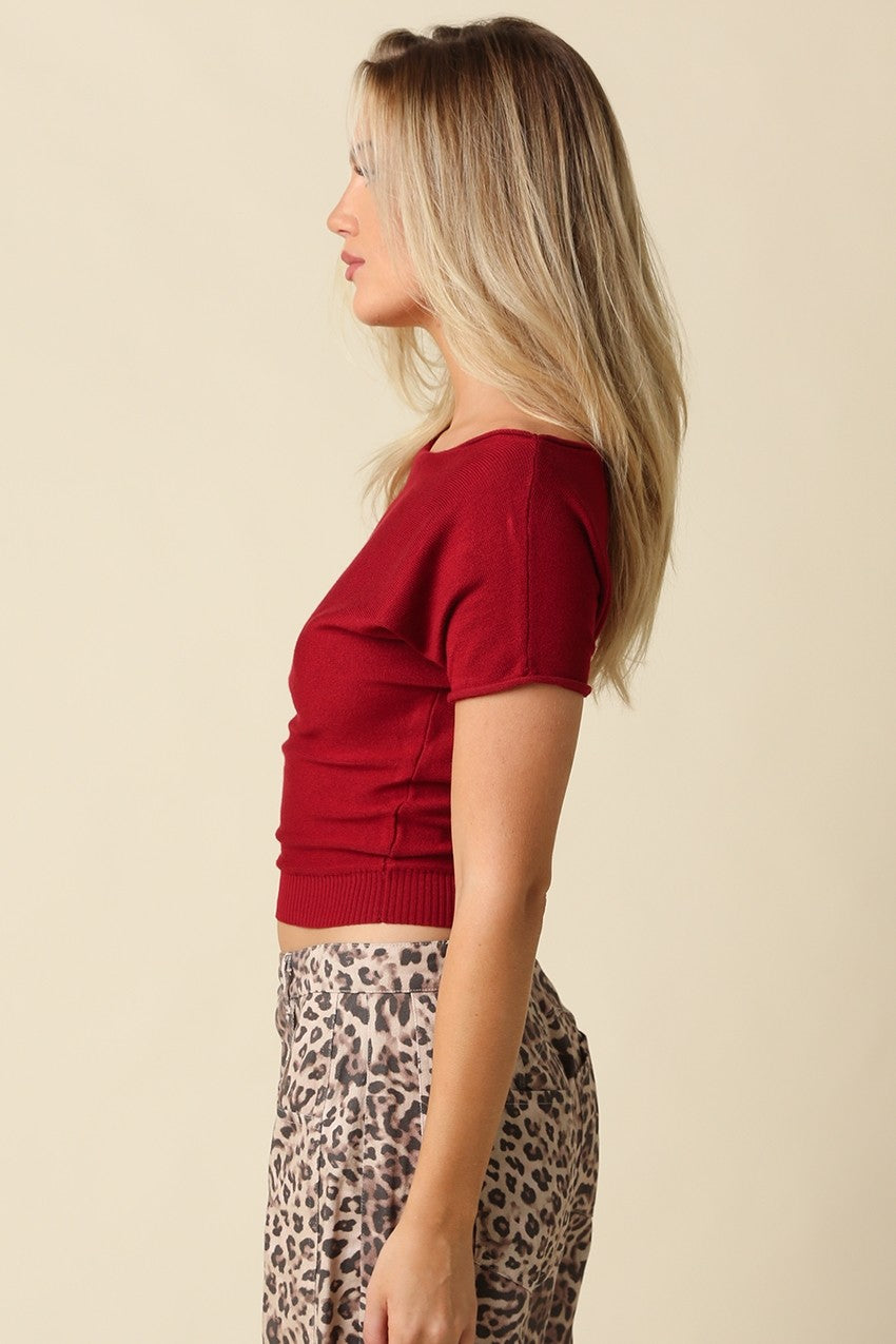Angela Boat Neck Cinched Tee