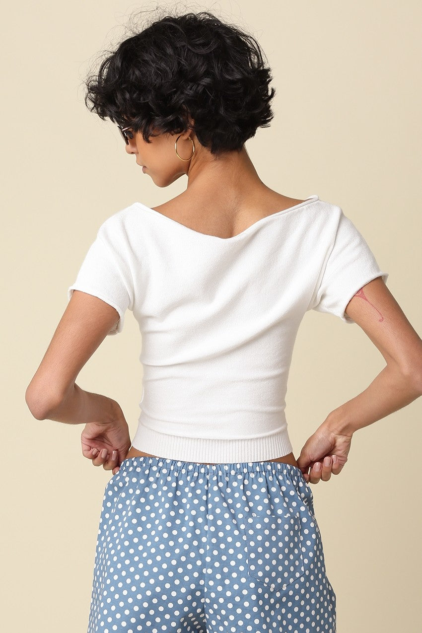 Angela Boat Neck Cinched Tee