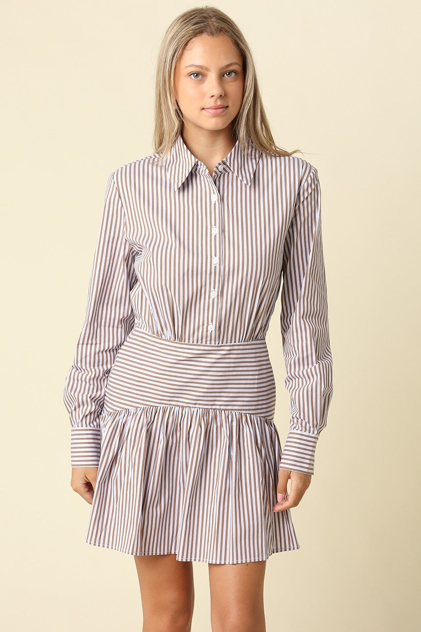 ARYA STRIPED SHIRT DRESS