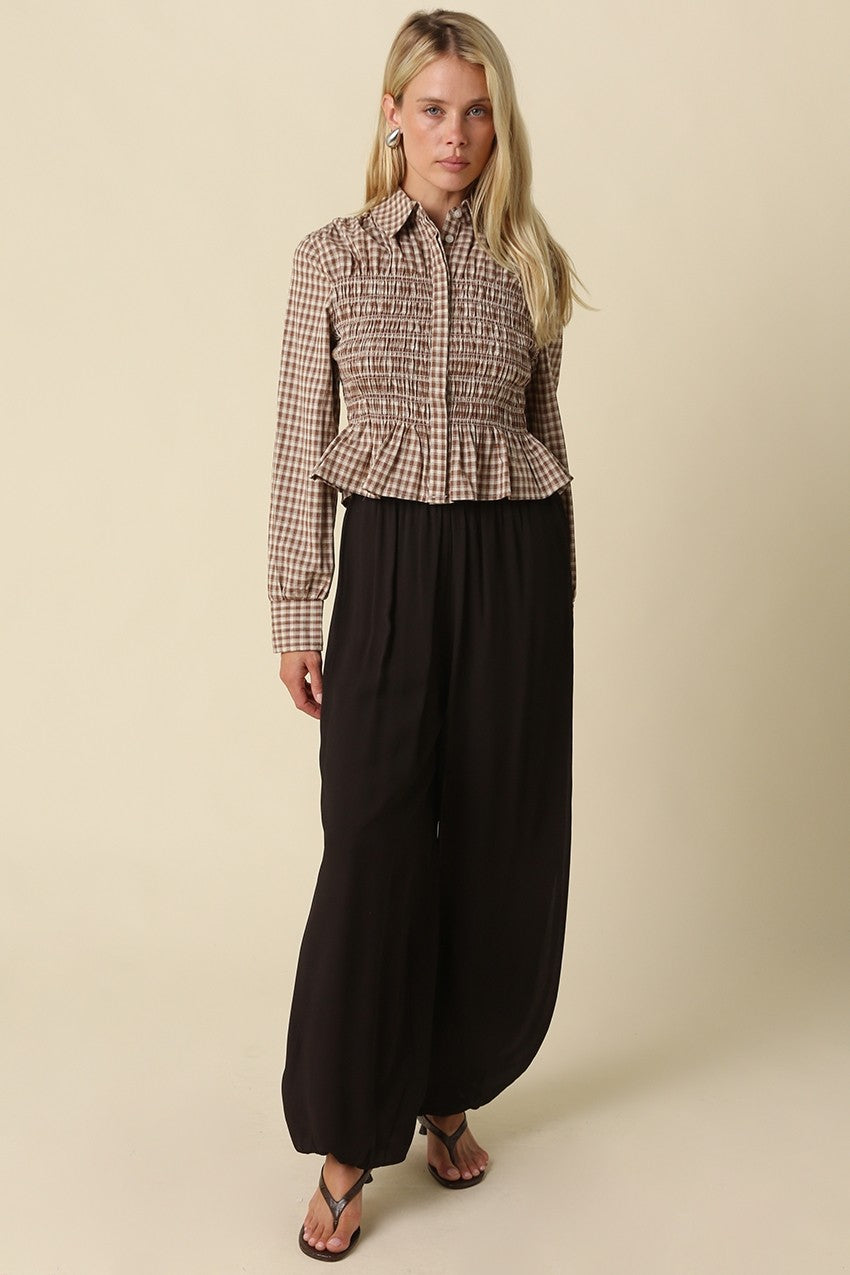 DAISY WIDE LEG BUBBLE HEM PANTS