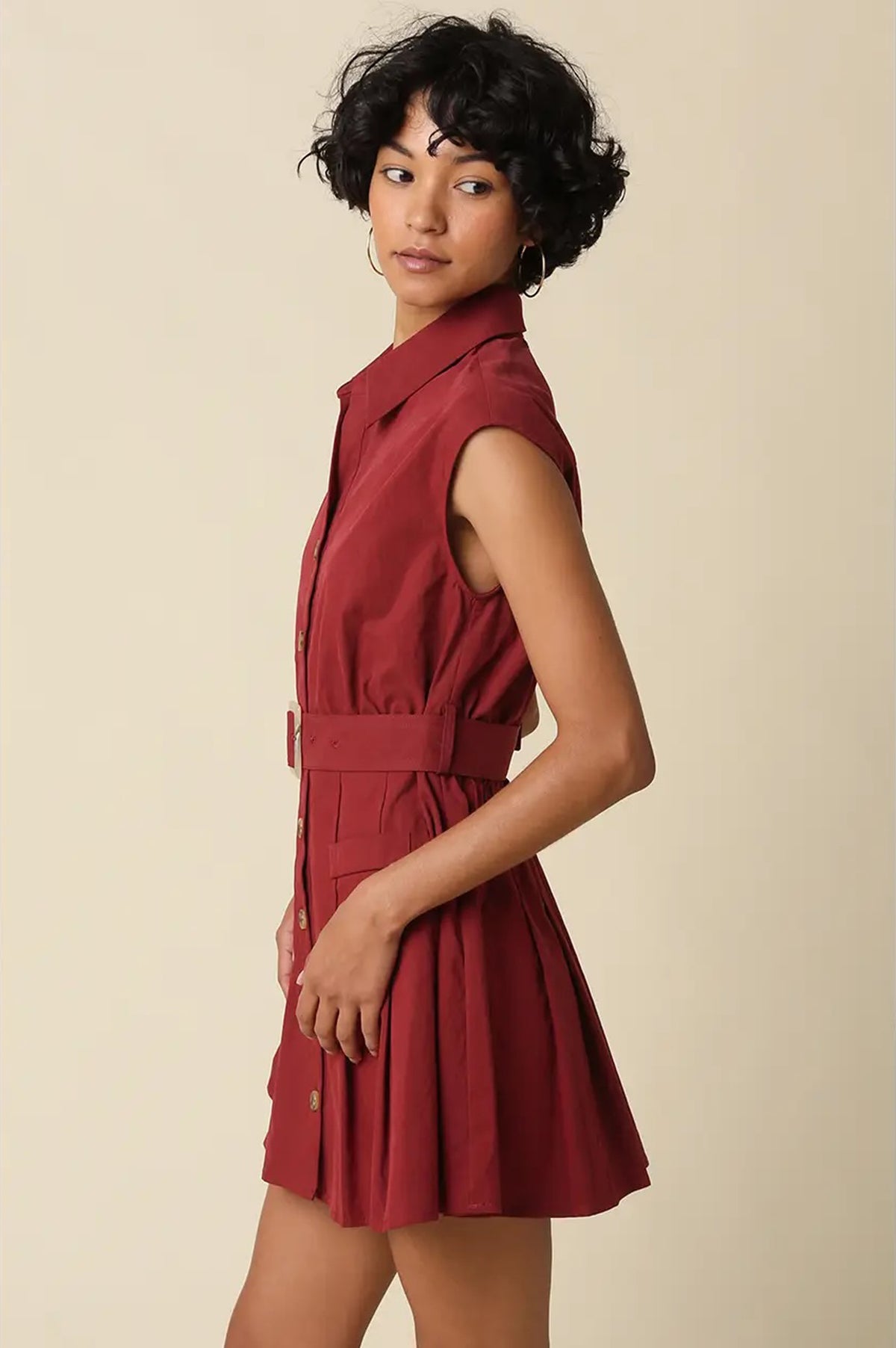Donna Belted Sleeveless Shirt Dress