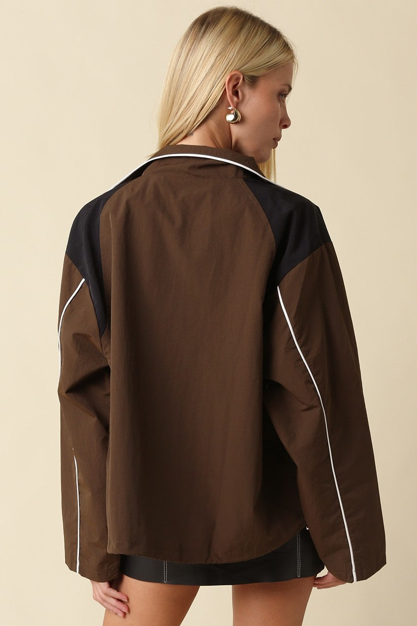 ELOISE CONTRAST PANEL ZIP-UP JACKET