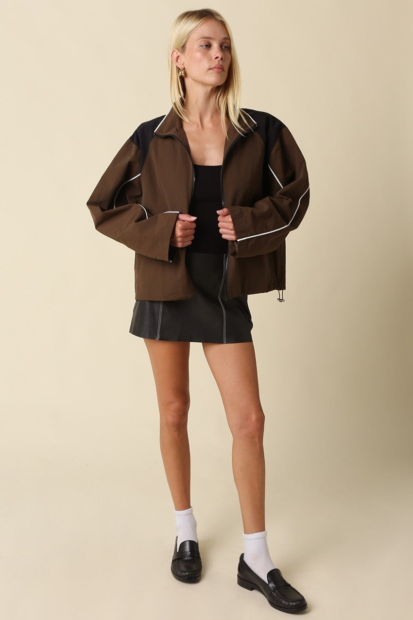 ELOISE CONTRAST PANEL ZIP-UP JACKET