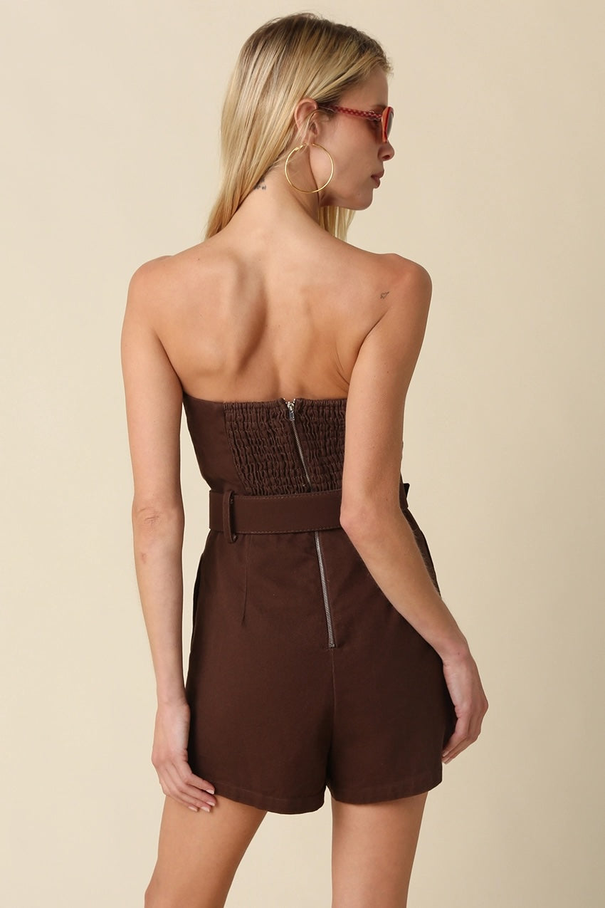 Louise Strapless Belted Romper
