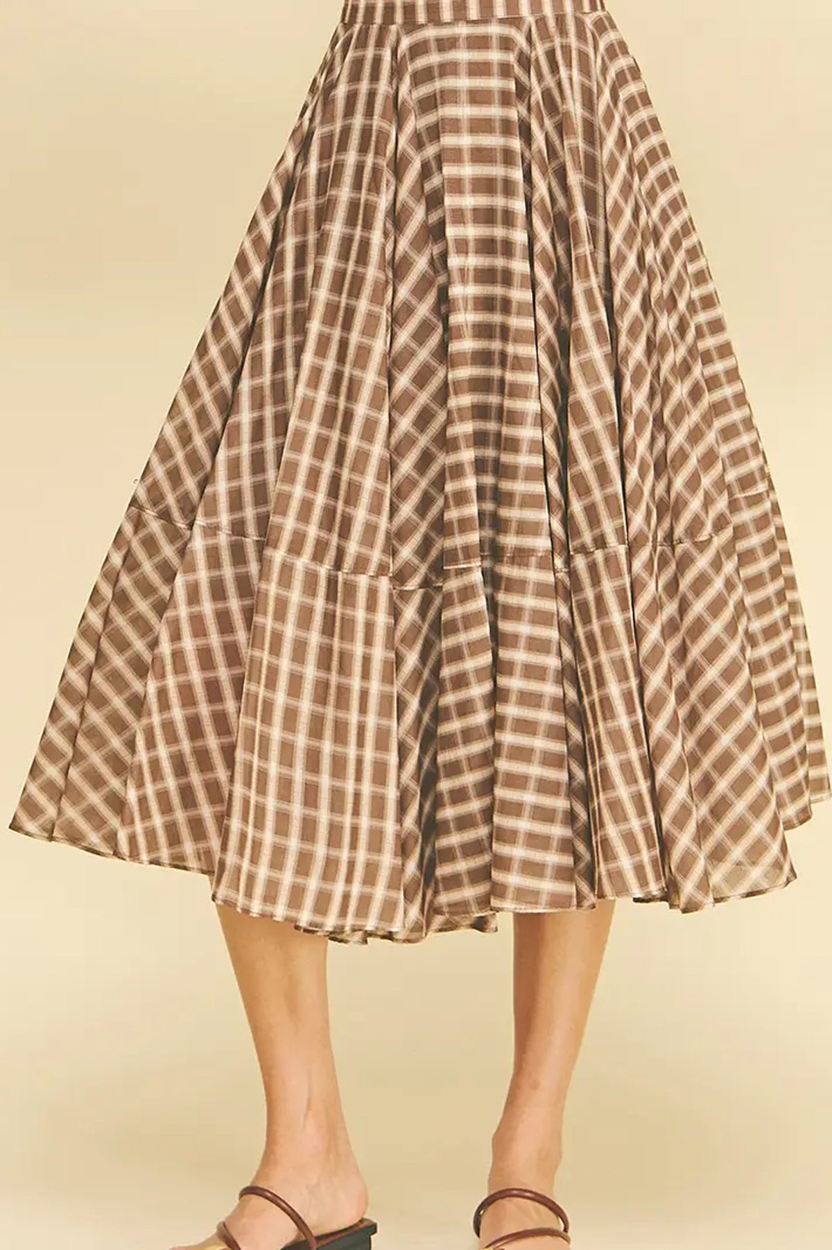 PLAID MIDI SKIRT