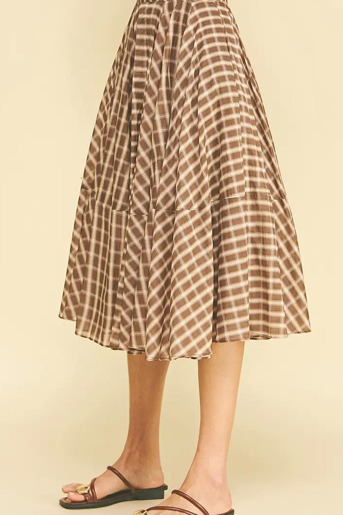 PLAID MIDI SKIRT