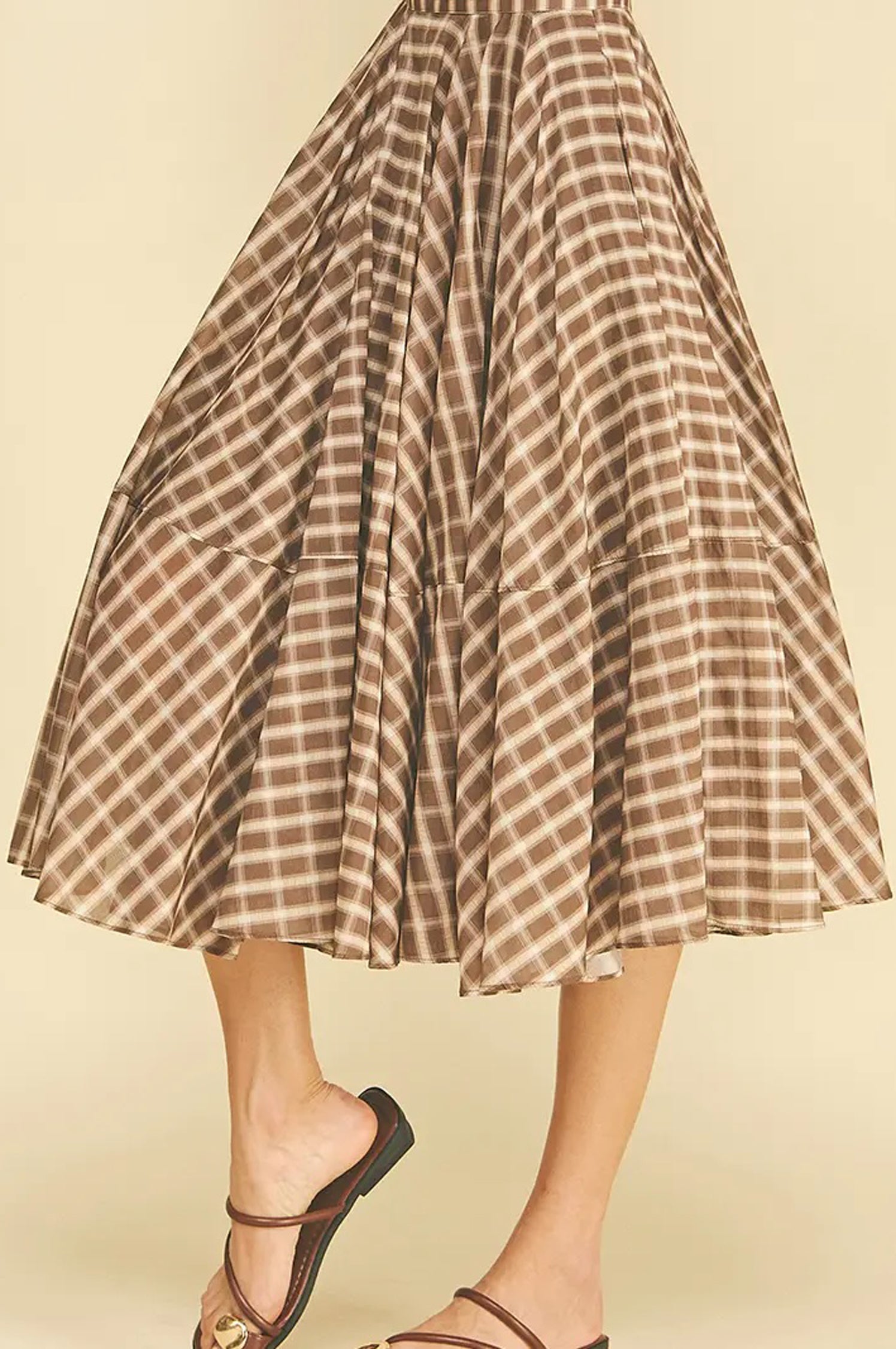 PLAID MIDI SKIRT