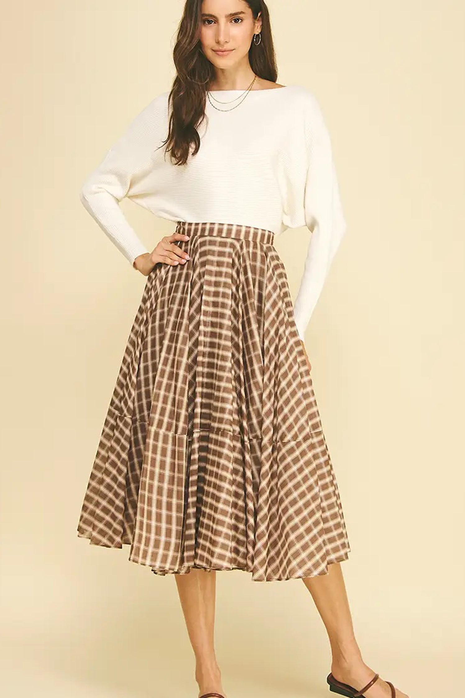 PLAID MIDI SKIRT