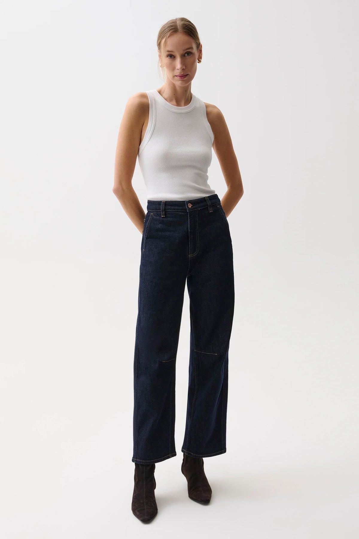 BEAU SEAMED CRESCENT RAW JEAN