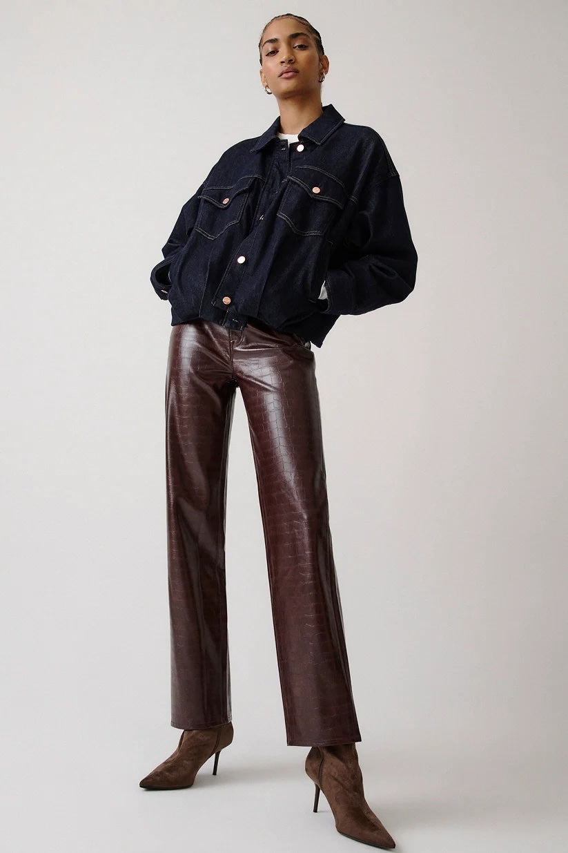 CASSIE SUPER HIGH RISE STRAIGHT - BURGUNDY CROC