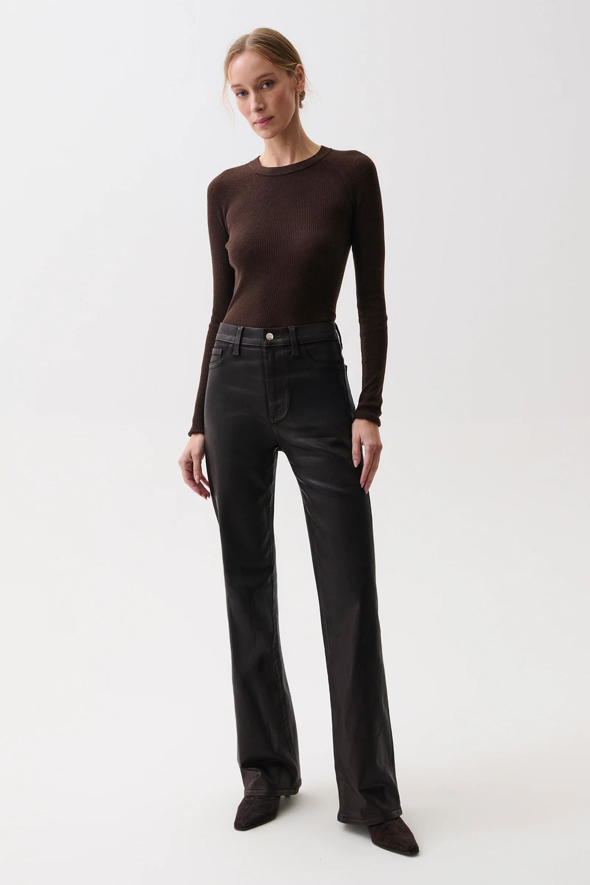 EVIE HIGH RISE SLIM BOOT ~ COATED MOCHA