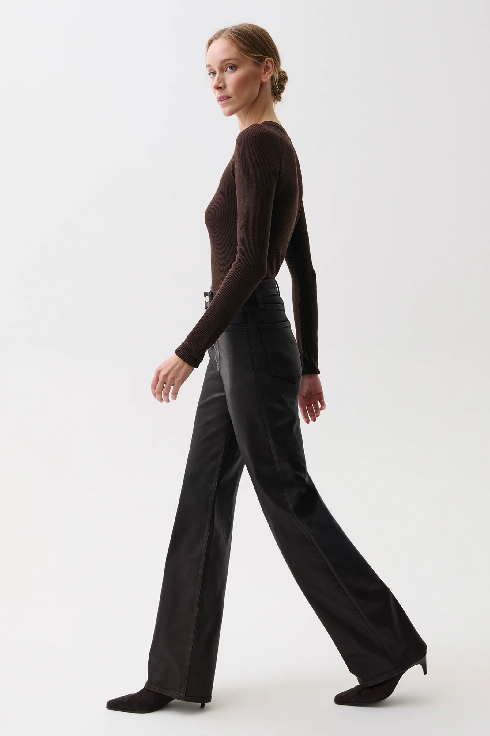 EVIE HIGH RISE SLIM BOOT ~ COATED MOCHA