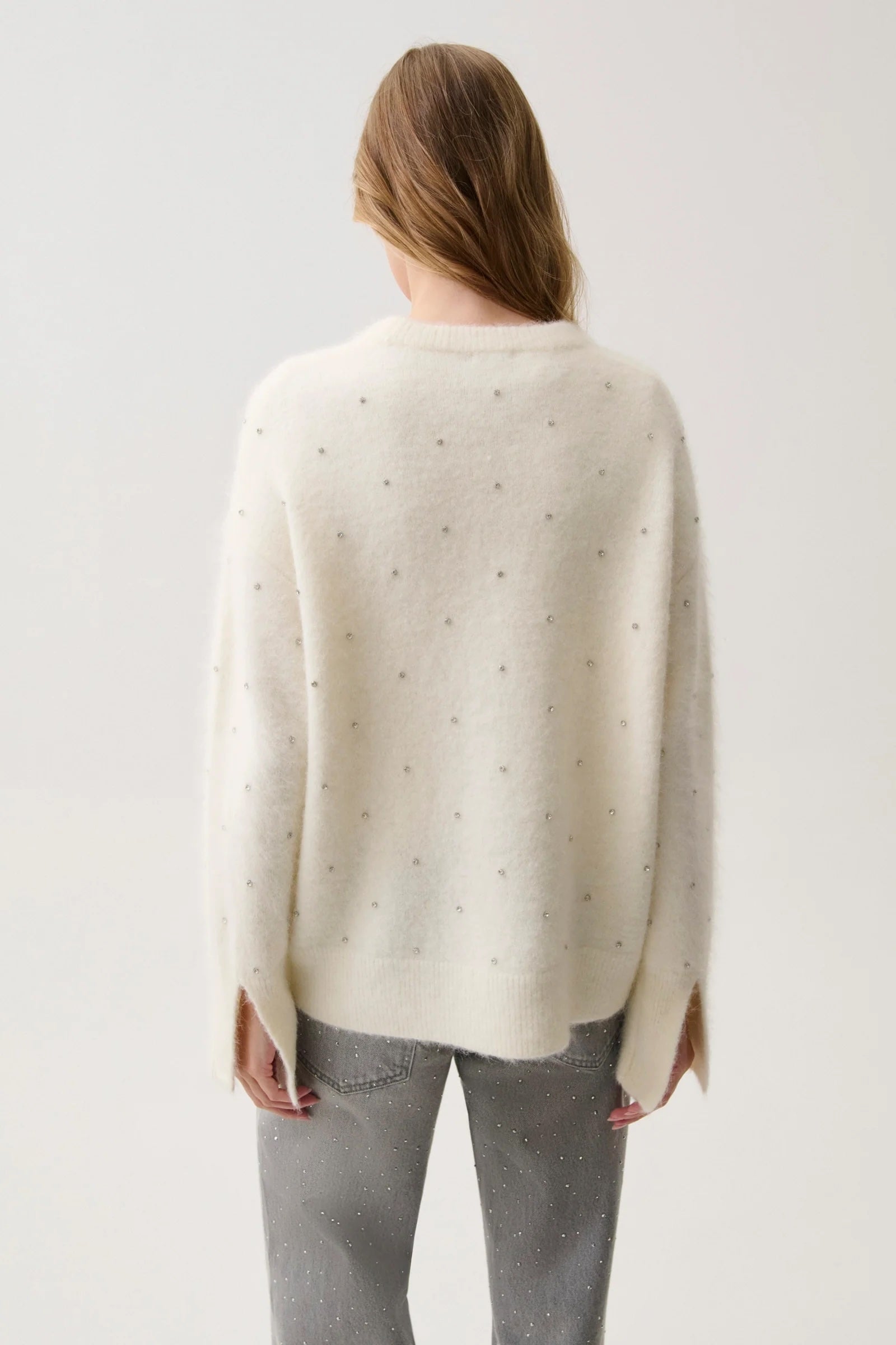 LUNA EMBELLISHED CREW NECK SWEATER