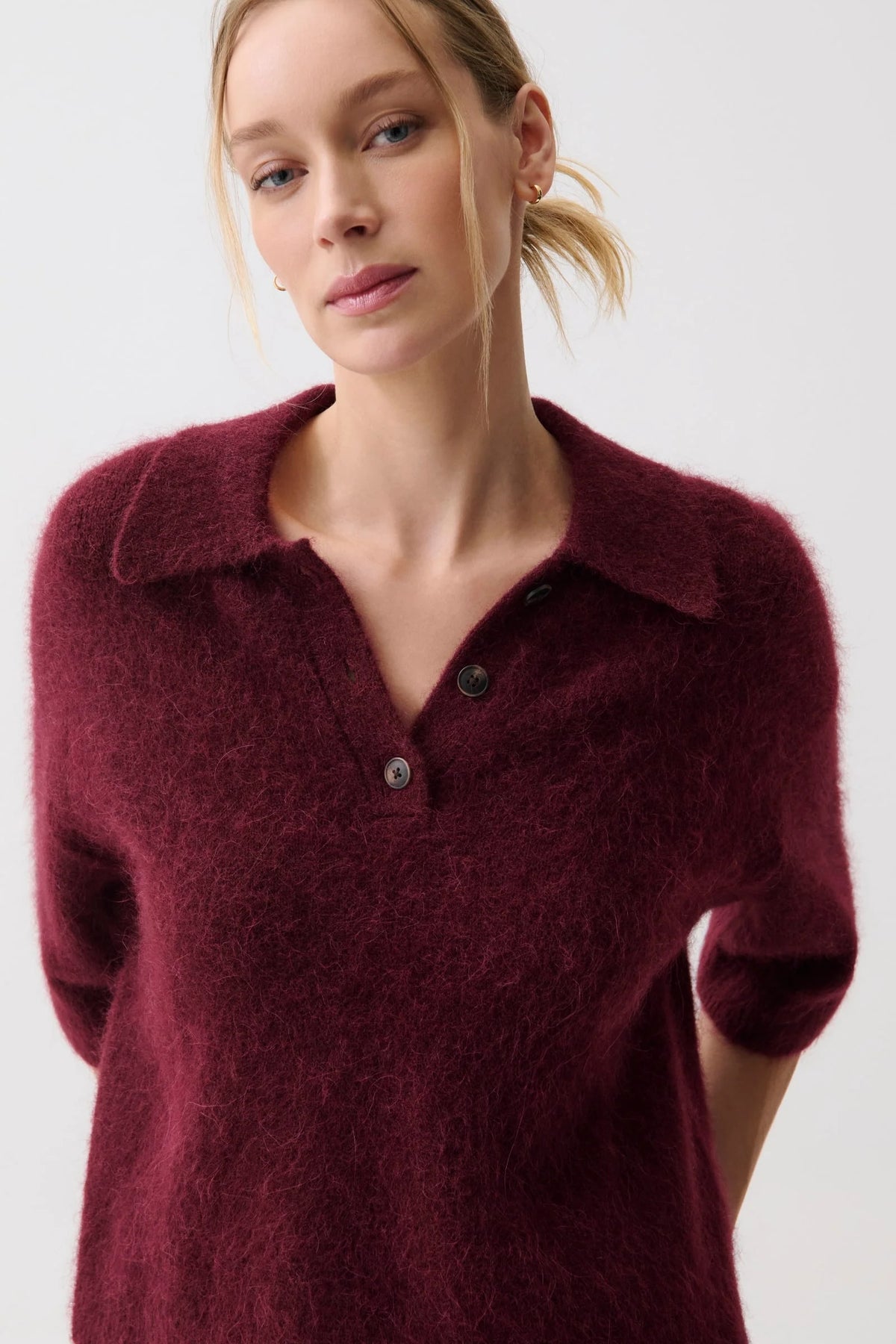 NADYA ALPACA BOXY POLO SWEATER