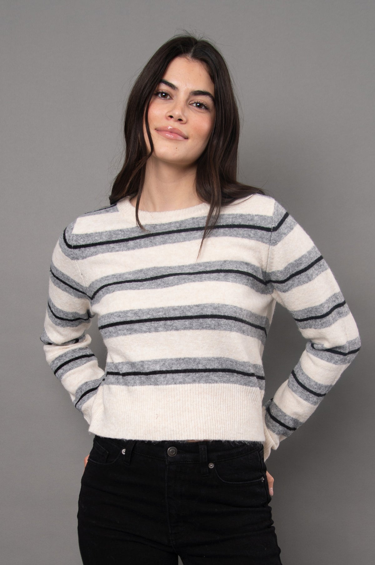 KAYA CREWNECK STRIPE PULLOVER