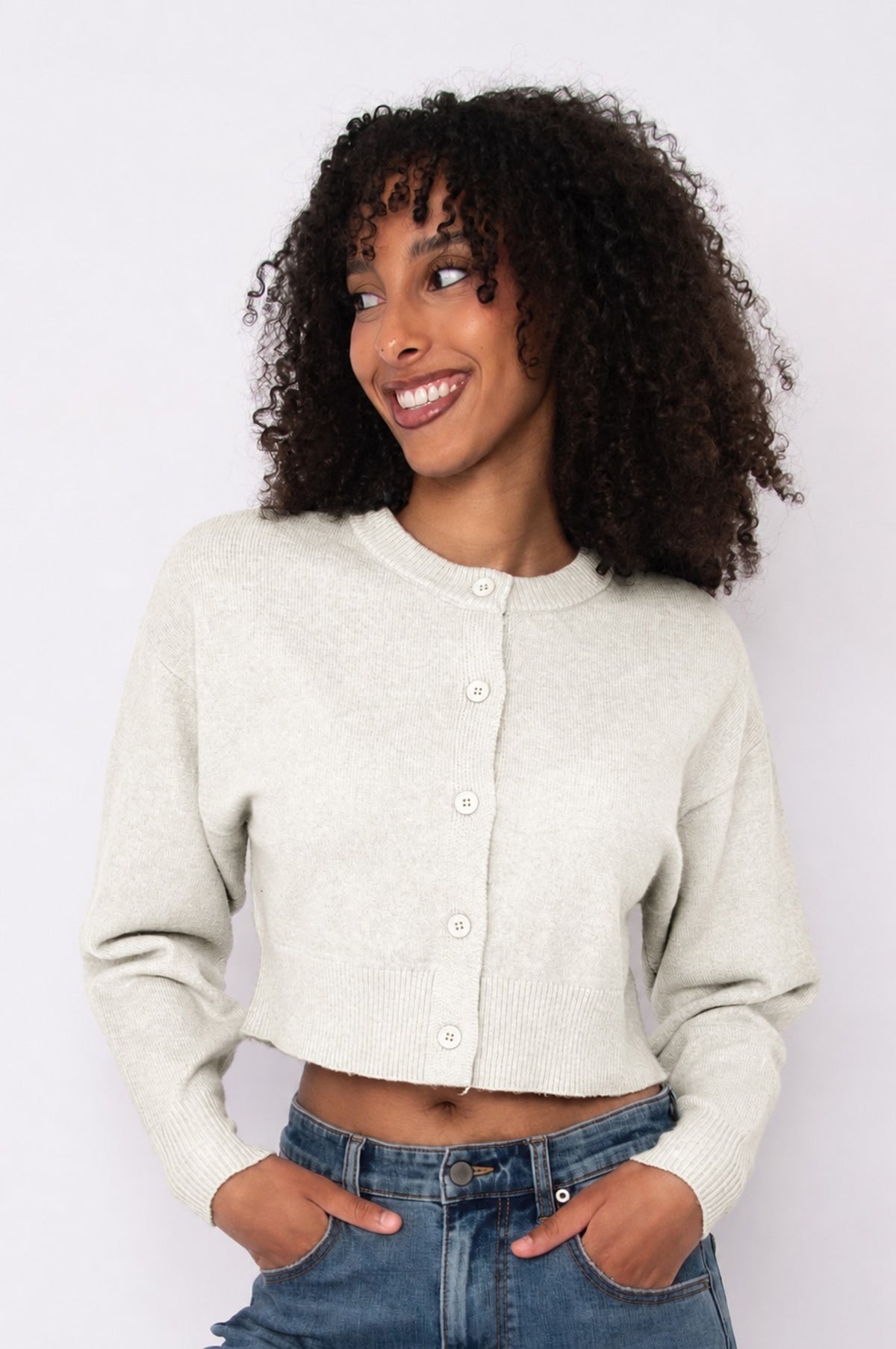 Neave Long Sleeve Crewneck Cardigan