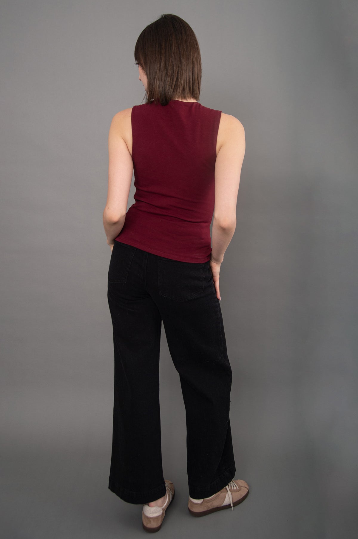 RURI COTTON SLEEVELESS DRAPED TOP