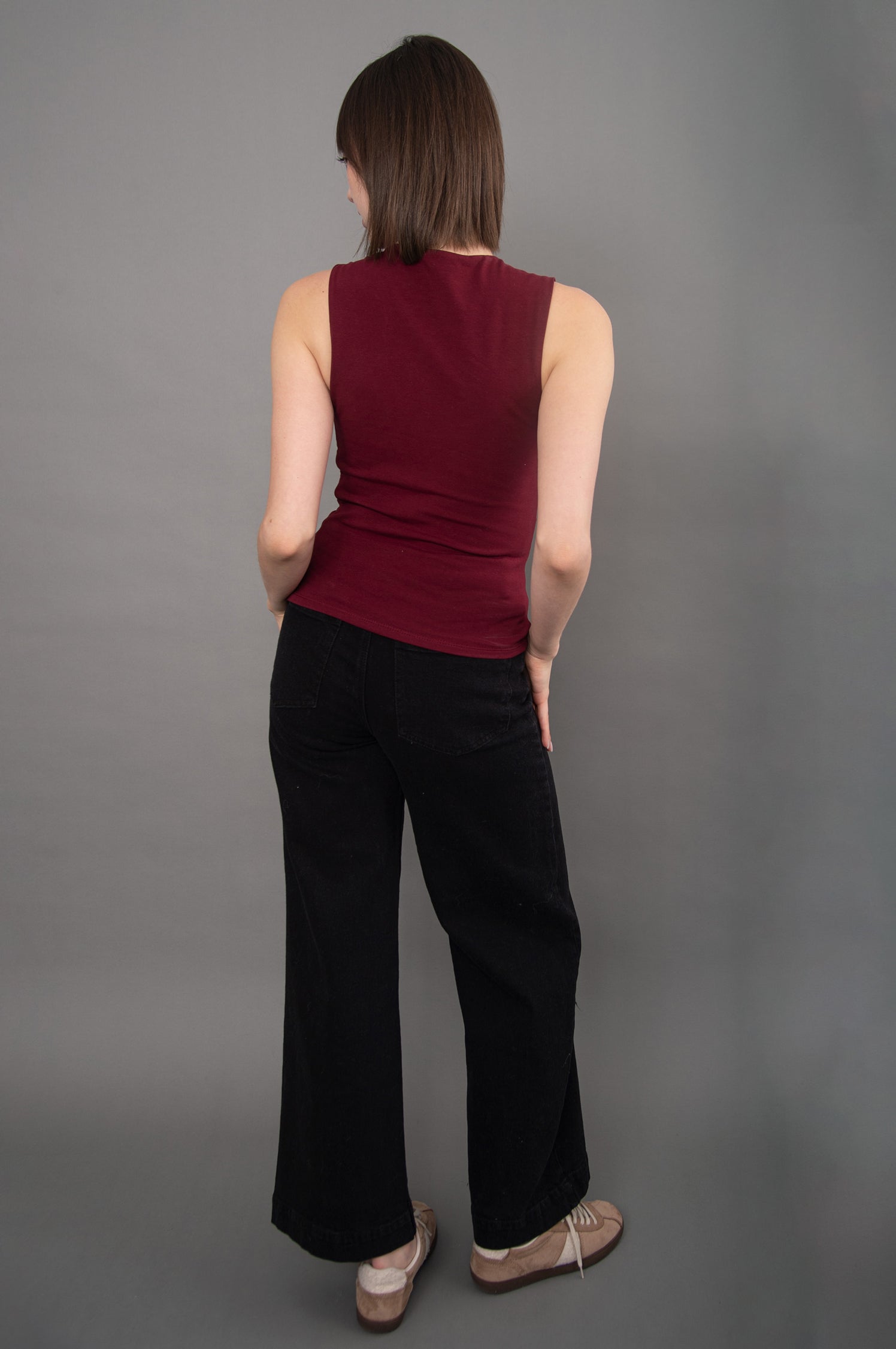 RURI COTTON SLEEVELESS DRAPED TOP